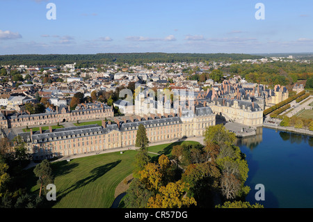 Frankreich, Seine et Marne, Chateau de Fontainebleau UNESCO World Heritage (Luftbild) Stockfoto