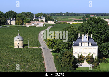 Frankreich, Gironde, Pauillac, Medoc Region, Chateau Latour wo Premier Grand Cru Wein und Chateau Pichon Longueville Stockfoto