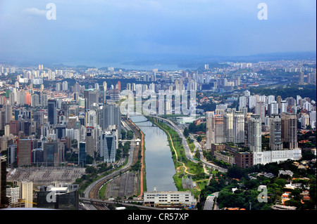 Luftaufnahme, Hochhäuser im neuen Finanzzentrum, Morumbi Bezirk, Sao Paulo, Brasilien, Südamerika Stockfoto