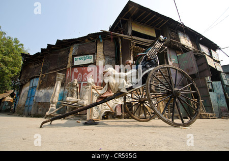 Hand gezogen Rikscha, Kolkata, Westbengalen, Indien, Asien Stockfoto