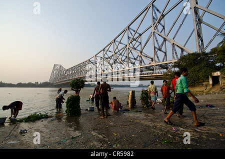 Howrah Bridge, 705 m, 1943, Kolkata, Westbengalen, Indien, Asien Stockfoto