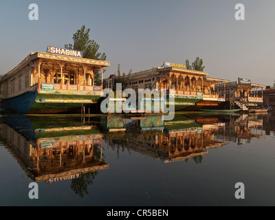 Hausboote auf Dal-See, beliebt für Touristen, in Srinagar, Jammu und Kaschmir, Indien, Asien Stockfoto