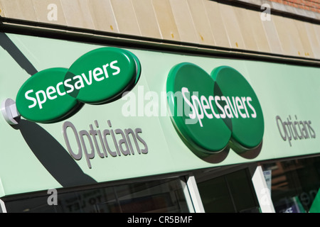 Specsavers Schild Ladengeschäft Stockfoto