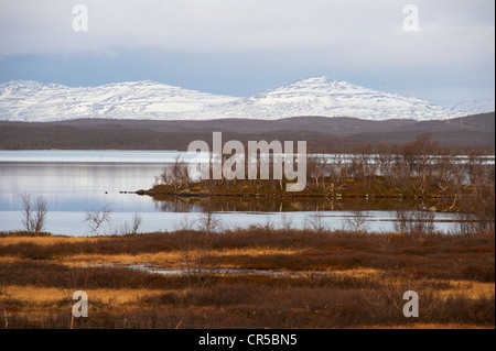 Norwegen, Lappland, Finnmark County, Karasjok, Landschaft zwischen Karasjok und Lakselv, Blick auf Halkkavare montiert Stockfoto