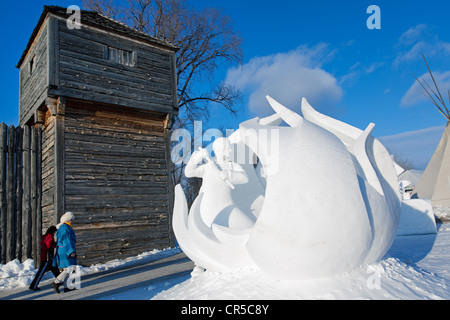 Kanada, Provinz Manitoba, Winnipeg, Fort Gibraltar, Festival du Voyageur, internationalen Wettbewerb der Schnee Skulptur Stockfoto