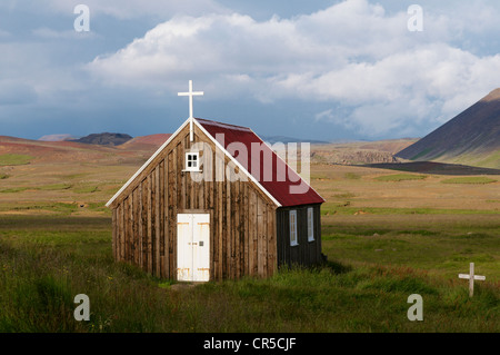 Island, Sudurnes Region Halbinsel Reykjanes, Krysuvik Kirche Stockfoto