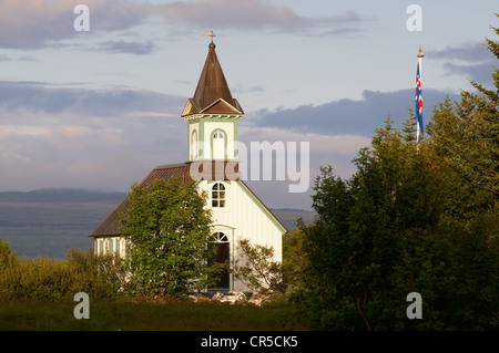 Island, Sudurnes Region, Thingvellir National Park, UNESCO-Welterbe, Kirche Stockfoto