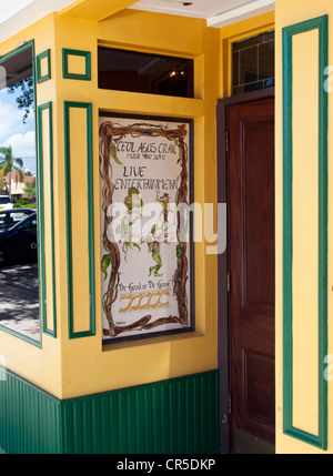 Irish Pub Schild am Meg O'Malley in der historischen Innenstadt von Melbourne, Florida Stockfoto