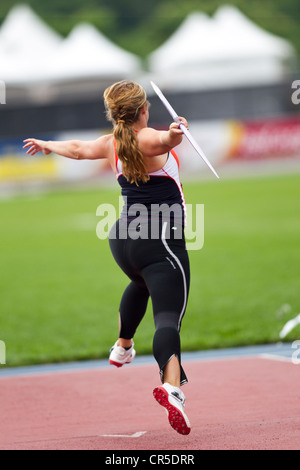 Kara Patterson (USA) im Wettbewerb mit der Speerwurf auf dem 2012 NYC Grand Prix, Icahn Stadium, Randall Island, New York Stockfoto