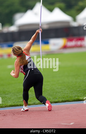 Kara Patterson (USA) im Wettbewerb mit der Speerwurf auf dem 2012 NYC Grand Prix, Icahn Stadium, Randall Island, New York Stockfoto