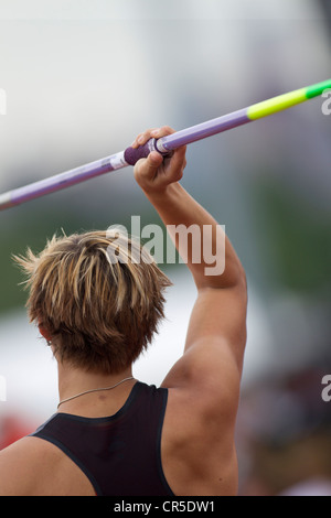 Barbora Sportakova (CZE) im Wettbewerb mit der Speerwurf auf dem 2012 NYC Grand Prix, Icahn Stadium, Randall Island, New York Stockfoto