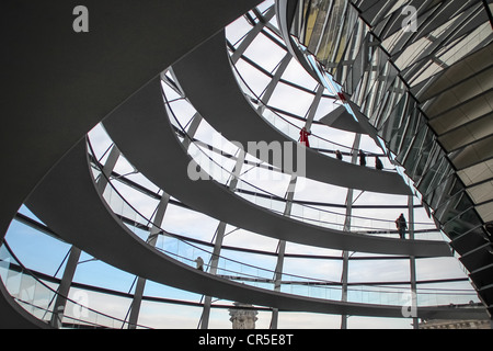 Die aus Stahl und Glas Kuppel des Reichstagsgebäudes in Berlin, Deutschland, erbaut von Architekt Norman Foster Stockfoto