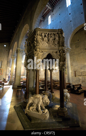 Italien, Toskana, Pistoia, Sant' Andrea Church, Thron von 1301, Giovanni Pisano Meisterwerk Stockfoto