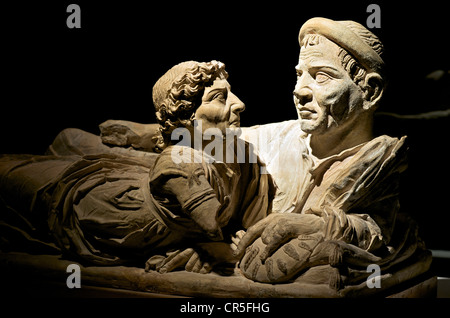 Italien, Toskana, Val di Cecina, Volterra, Museo Etrusco Guarnacci (etruskische Museum Guarnacci), Urne genannt, die alten verheiratet Stockfoto