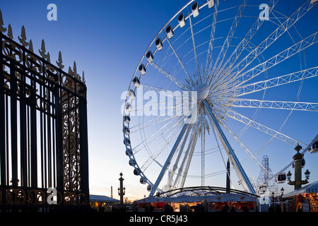 Frankreich, Paris, Place De La Concorde, das Riesenrad gesehen vom Jardin des Tuileries Garten (2009) Stockfoto