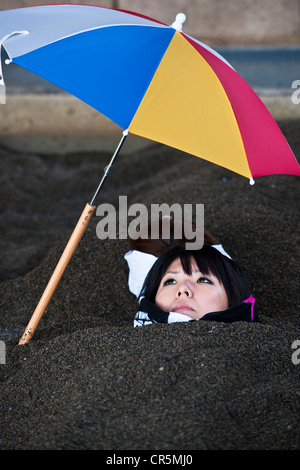 Japan, Kyushu Insel, Stadt Ibusuki, Bad heißen Sand am Strand von Ibusuki Sunamushi Onsen Stockfoto