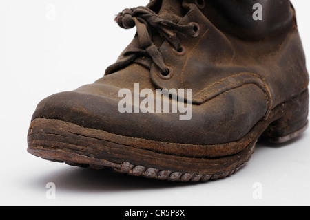 Alten Bergschuhe mit genagelten Sohlen und Absätze Eisen Stockfoto