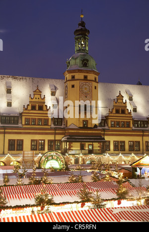 Weihnachtsmarkt, altes Rathaus, Leipzig, Sachsen, Deutschland, Europa Stockfoto