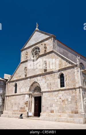 Pfarrkirche Mariä Himmelfahrt in Pag, Insel Pag, Zadar, Dalmatien, Kroatien, Europa Stockfoto