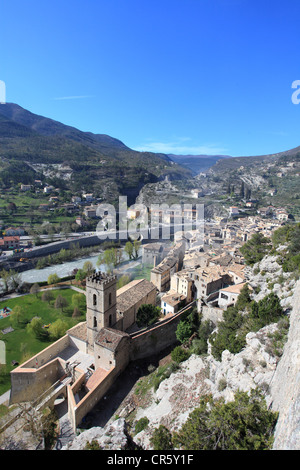 Das mittelalterliche Dorf Entrevaux im Var-Tal, Alpes de Haute Provence, 04, PACA Stockfoto