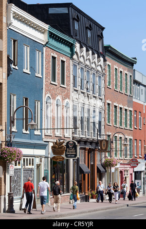 Kanada, Québec, Quebec City, Saint-Jean-Baptiste-Bezirk, Rue Saint-Jean und seinen Geschäften Stockfoto