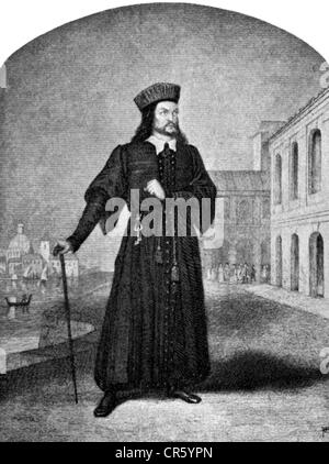 Macready, William Charles, 3.3.710 - 27.4.1873, britischer Schauspieler, volle Länge, als Shylock in dem Stück "The Merchant of Venice" von William Shakespeare, Holzgravur, 19. Jahrhundert, Stockfoto