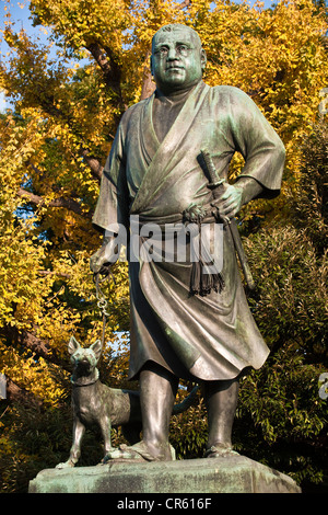 Japan, Insel Honshu, Tokio, Ueno-Park, Statue von Saigo Takamori (1827-1877) Samourai, General und japanische politische Mann Stockfoto