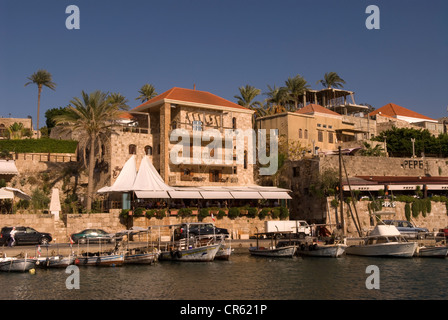 Allgemeine Ansicht des malerischen Hafens von byblos (jbail), Libanon. Stockfoto