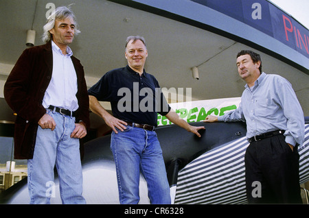 Pink Floyd, britische Popmusik-Band, gegründet 1965, Richard Wright, David Gilmour, Nick Mason, während des Gig, Olympiastadion, München, Deutschland, 1994, Stockfoto