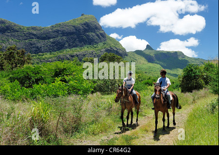 Mauritius, Moka District, Pailles, Domaine des Pailles, Reiten im Herzen des Tals Moka Range Stockfoto