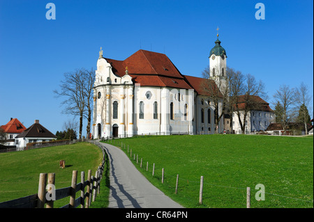 Wieskirche, Wies Kirche, Wallfahrtskirche gegeißelt Erlösers auf der Wiese, Rokoko-Stil, 1745-1754, UNESCO-Weltkulturerbe Stockfoto