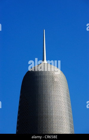 Spitze des Wolkenkratzers Burj Katar, Architekt Jean Nouvel, Doha, Katar, Arabische Halbinsel, Persischer Golf, mittleren Osten, Asien Stockfoto