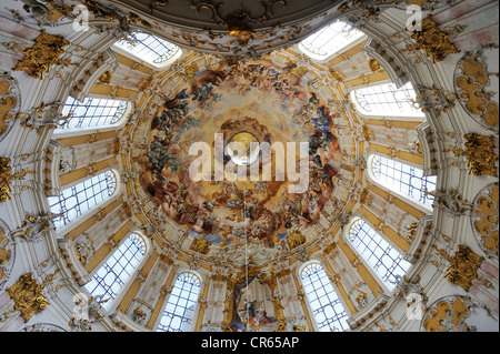 Kuppel-Fresko von Johann Jakob Zeiller, Klosterkirche Ettal Abtei, Upper Bavaria, Bayern, Deutschland, Europa Stockfoto