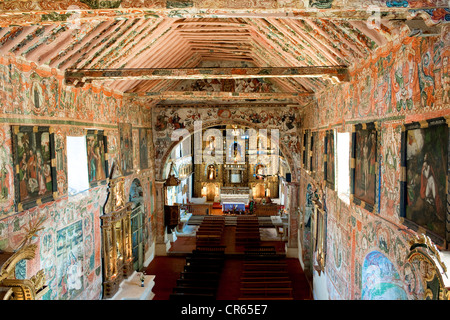 Peru, Cuzco Provinz, Huaro, Kirche von barocken Gemälden und Fresken von Cuzco Schule des 17. und 18. Jahrhundert bedeckt Stockfoto