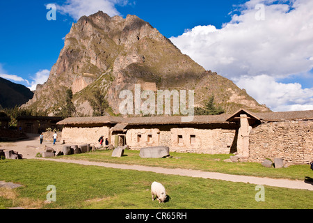 Peru, Cuzco Provinz, Inkas Heiliges Tal, Ollantaytambo Inka-Stätte Stockfoto