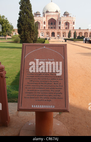 Humayun Mausoleum, Grabstätte von Muhammad Nasiruddin Humayun, zweiten Herrscher der indischen Mughal Reich Stockfoto