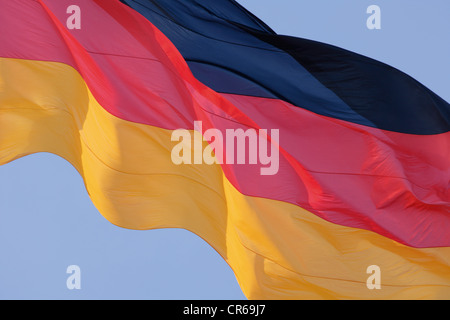 Deutschland, Berlin, Ansicht der deutschen Flagge, Nahaufnahme Stockfoto