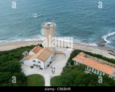 Alter Leuchtturm (1682), Phare des Baleines, bei Saint-Clement de Baleines, Ile de Re vor West Küste von Frankreich Stockfoto