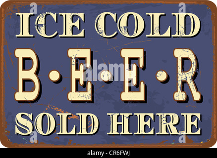 Vintage-Stil Blechschild "Ice Cold Beer". Stockfoto