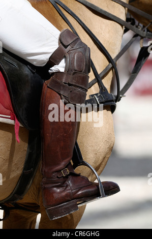 Polo-Spieler auf einem Pferd, Airport Arena Polo Event 2010, München, Upper Bavaria, Bayern, Deutschland, Europa Stockfoto