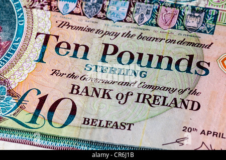 Der Bank von Irland für zehn Pfund Hinweis, wie in Nordirland verwendet Stockfoto