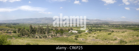 Panorama-Szene im Hula-Tal genommen von den Golanhöhen im Norden Israels Stockfoto