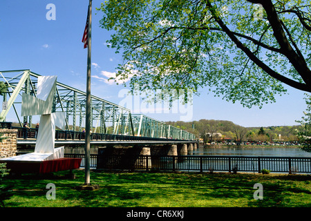 Blick auf die Brücke von New Hope-Lambertville, New Hope, Pennsylvania Stockfoto