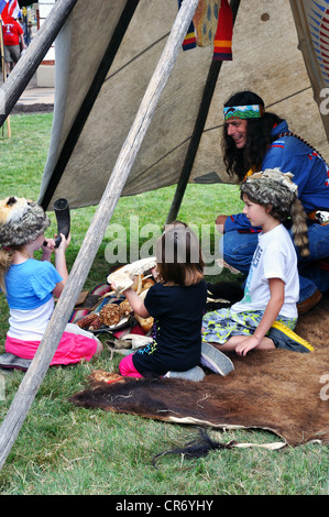 Native Indian Tipi, Old West Reenactment in Fort Worth, Texas, USA Stockfoto