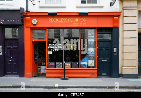 Reckless Records Shop auf Berwick Street, Soho, London, UK Stockfoto