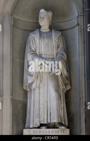 Guicciardini, Francesco, 6.3.1483 - 22.5.1540, italienischer Historiker und Politiker, volle Länge, Statue, Uffizien, Florenz, Italien, Stockfoto