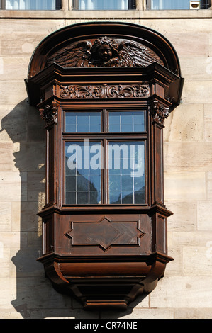 Altes renoviertes Erker oder Erker an einem Haus Fassade, Königstraße 21, Nürnberg, Middle Franconia, Bayern, Deutschland, Europa Stockfoto