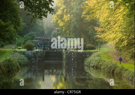 Frankreich, Ille et Vilaine, Hede, Les Onzes Ecluses (elf Schleusen) bei Sonnenaufgang Stockfoto