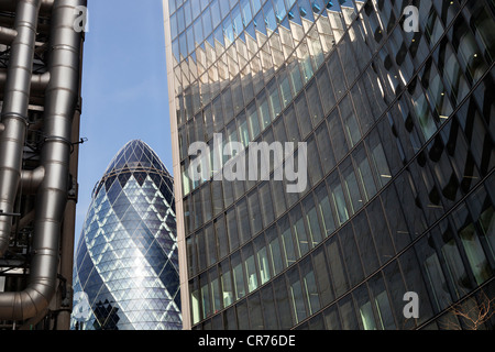 Lloyds, Willis Gebäude und die Gurke, City of London Stockfoto