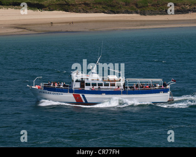 Sightseeing-Bootsfahrt auf der Jubiläums-Königin, Padstow, Cornwall, UK Stockfoto